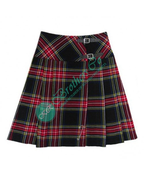 Ladies Scottish Black Stewart Tartan Kilt Skirt